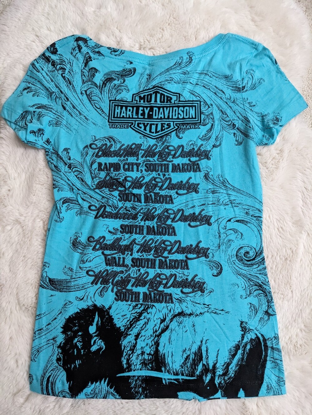 Harley-Davidson 2017 Sturgis Rally Aquamarine Graphic Tee Women's M - Picture 2 of 3